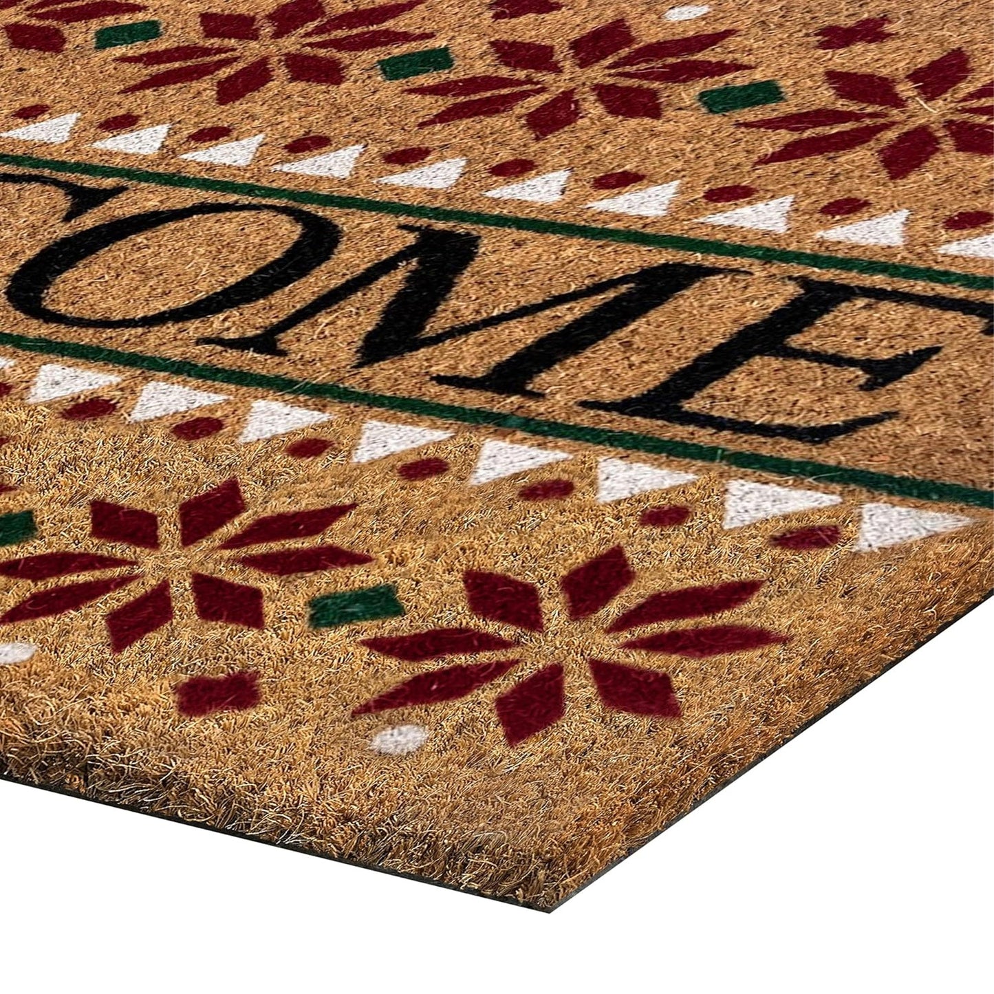 Achim Snowflake Welcome Non-Slip Coir Outdoor Mat, 18x30 Inches