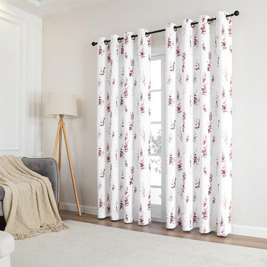 Adela Printed Room Darkening Grommet Window Curtain Panel, Berry, 52x84 Inches