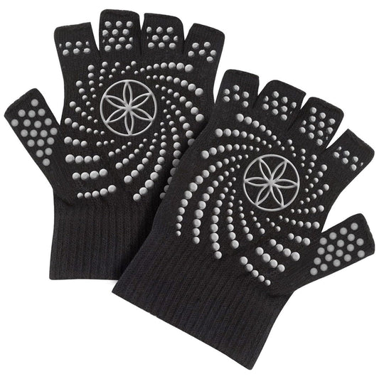 Gaiam Fitness Fingerless Workout Weight Training Yoga Gloves, Black, One Size Fits Most