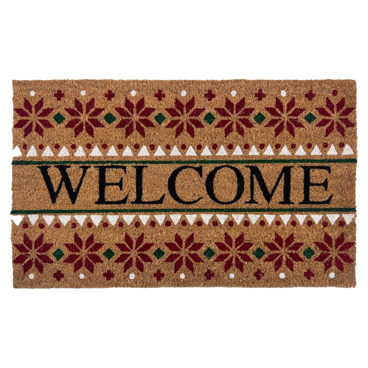 Achim Snowflake Welcome Non-Slip Coir Outdoor Mat, 18x30 Inches