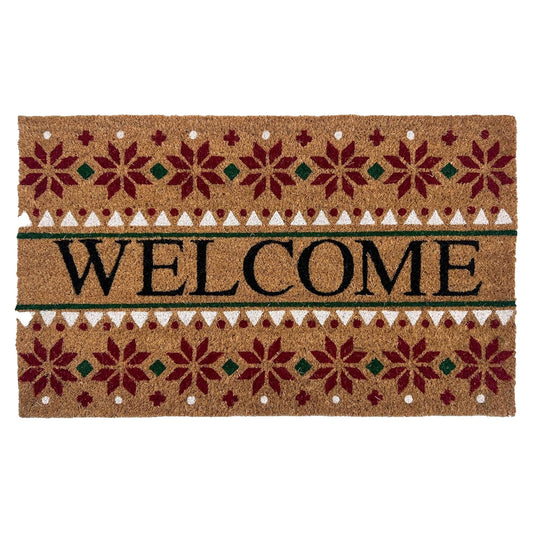 Achim Snowflake Welcome Non-Slip Coir Outdoor Mat, 18x30 Inches