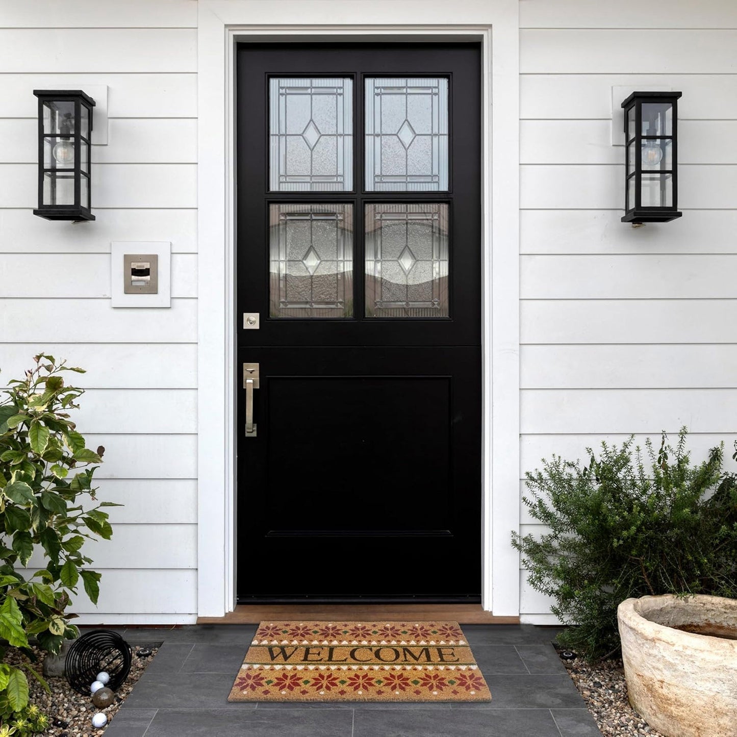 Achim Snowflake Welcome Non-Slip Coir Outdoor Mat, 18x30 Inches