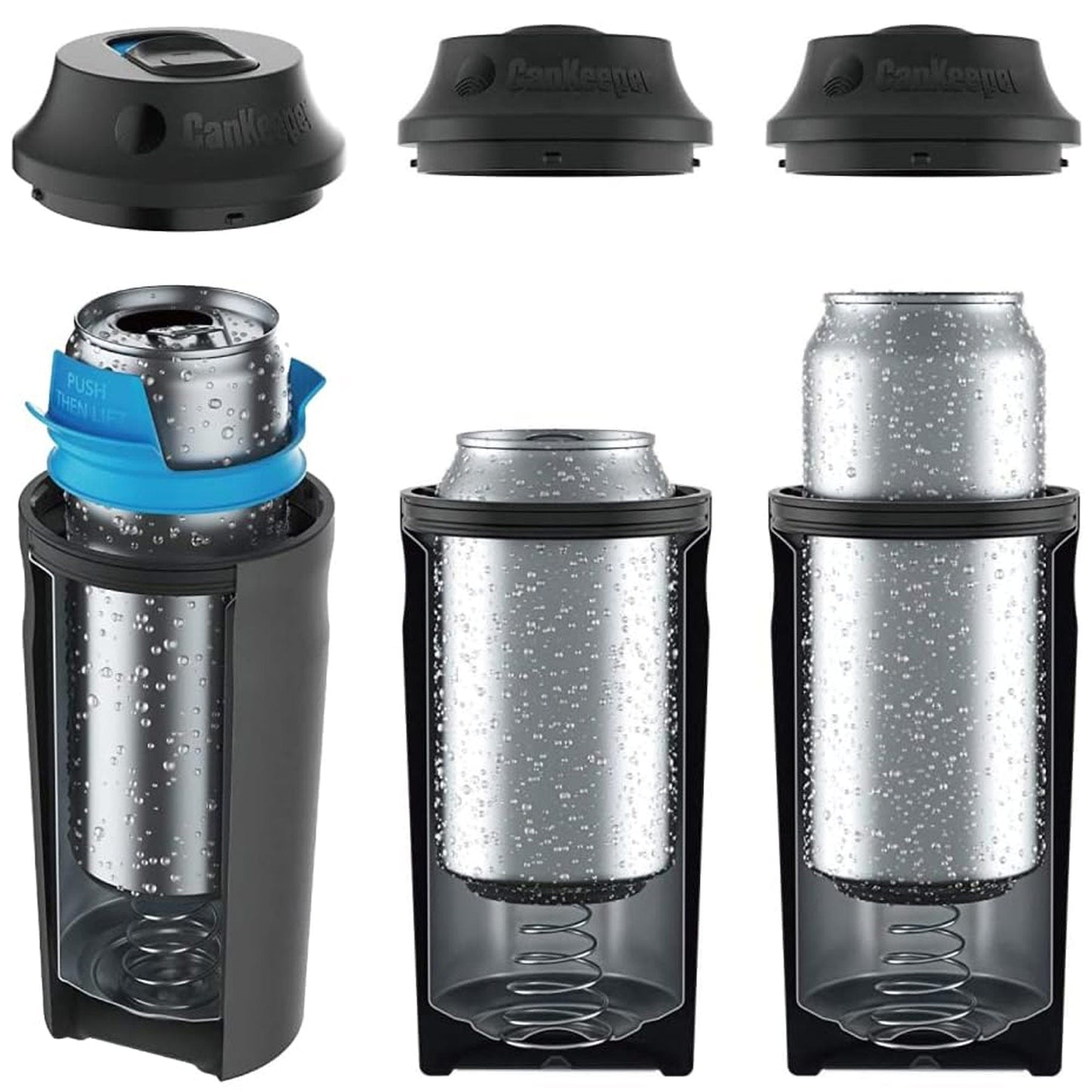 BottleKeeper 3-IN-1 Double Walled Vacuum Insulated Can Cooler with Lid, Stainless Steel