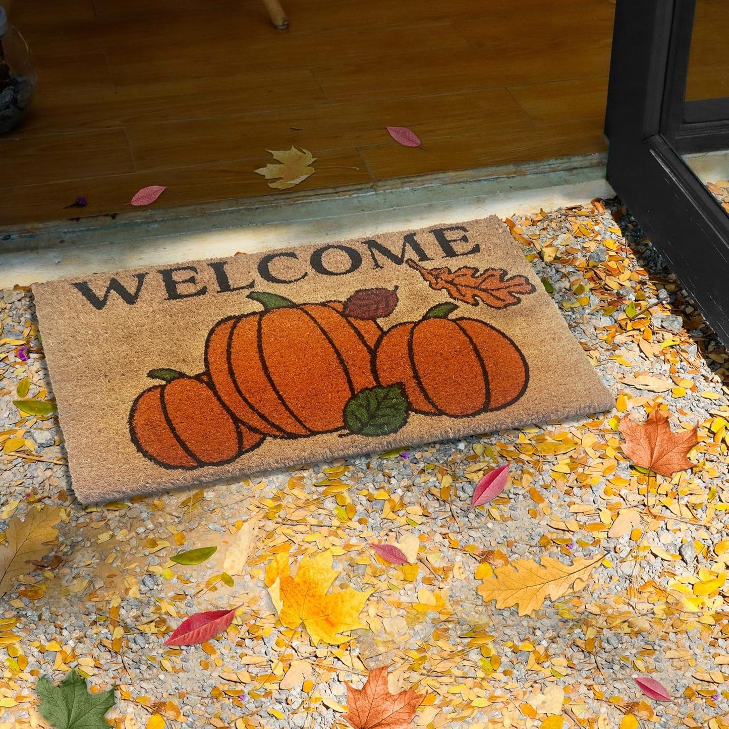 Achim Autumn Foliage Welcome Non-Slip Coir Outdoor Mat, 18x30 Inches